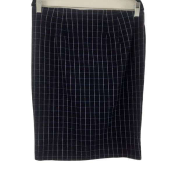 ELLE Women’s Navy Grid Pull On Pencil Skirt Elastic Waist size M Business Casual - Picture 1 of 7